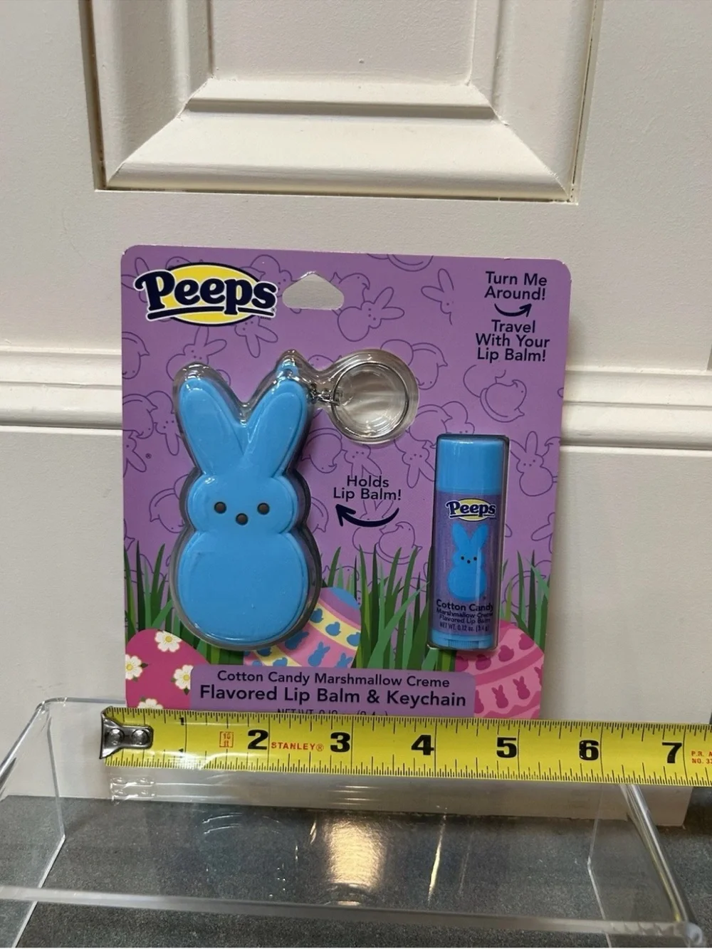 Set of 5 Peeps Cotton Candy Marshmallow Creme Lip Balm Keychains with Display